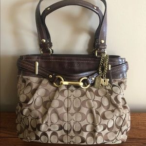 Coach Signature Handbag. Tan and brown